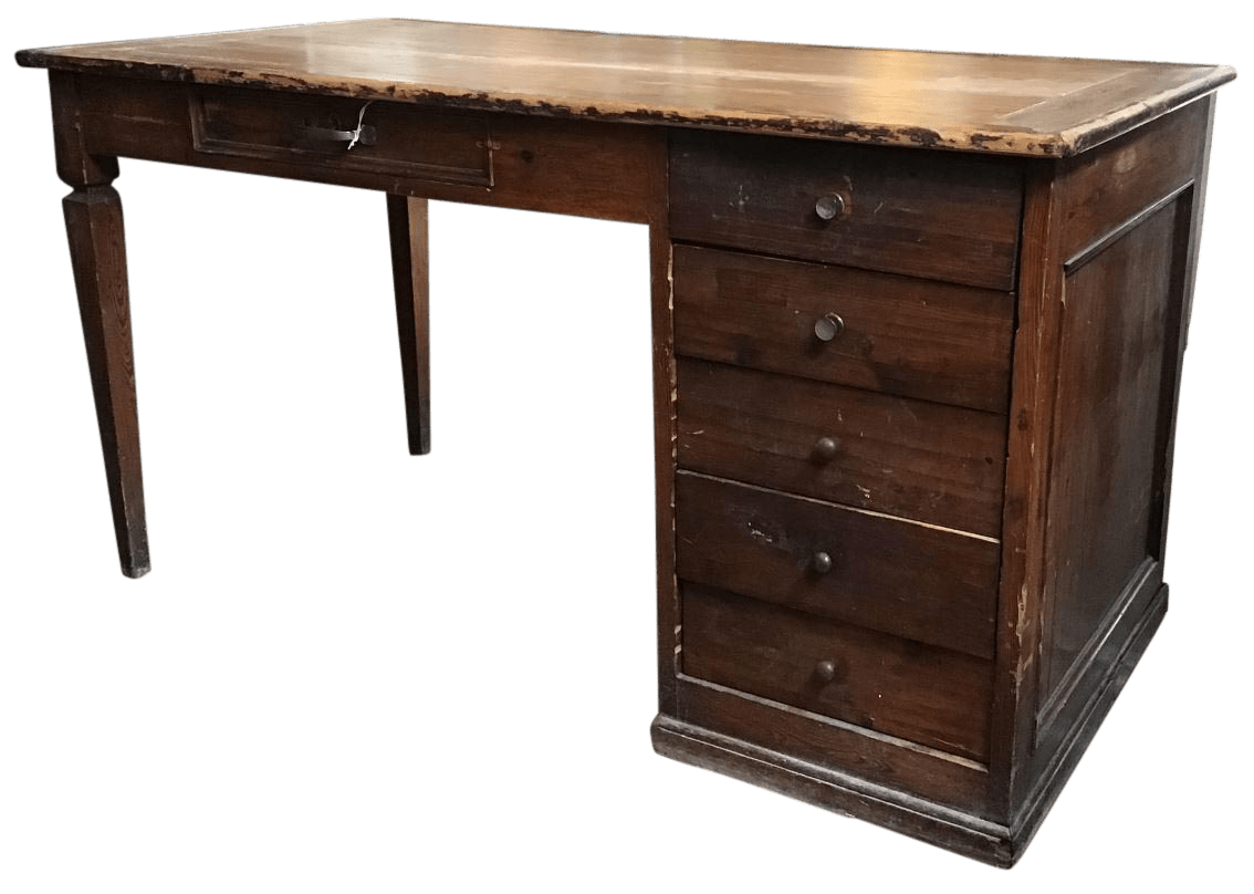 desk with one side of drawers